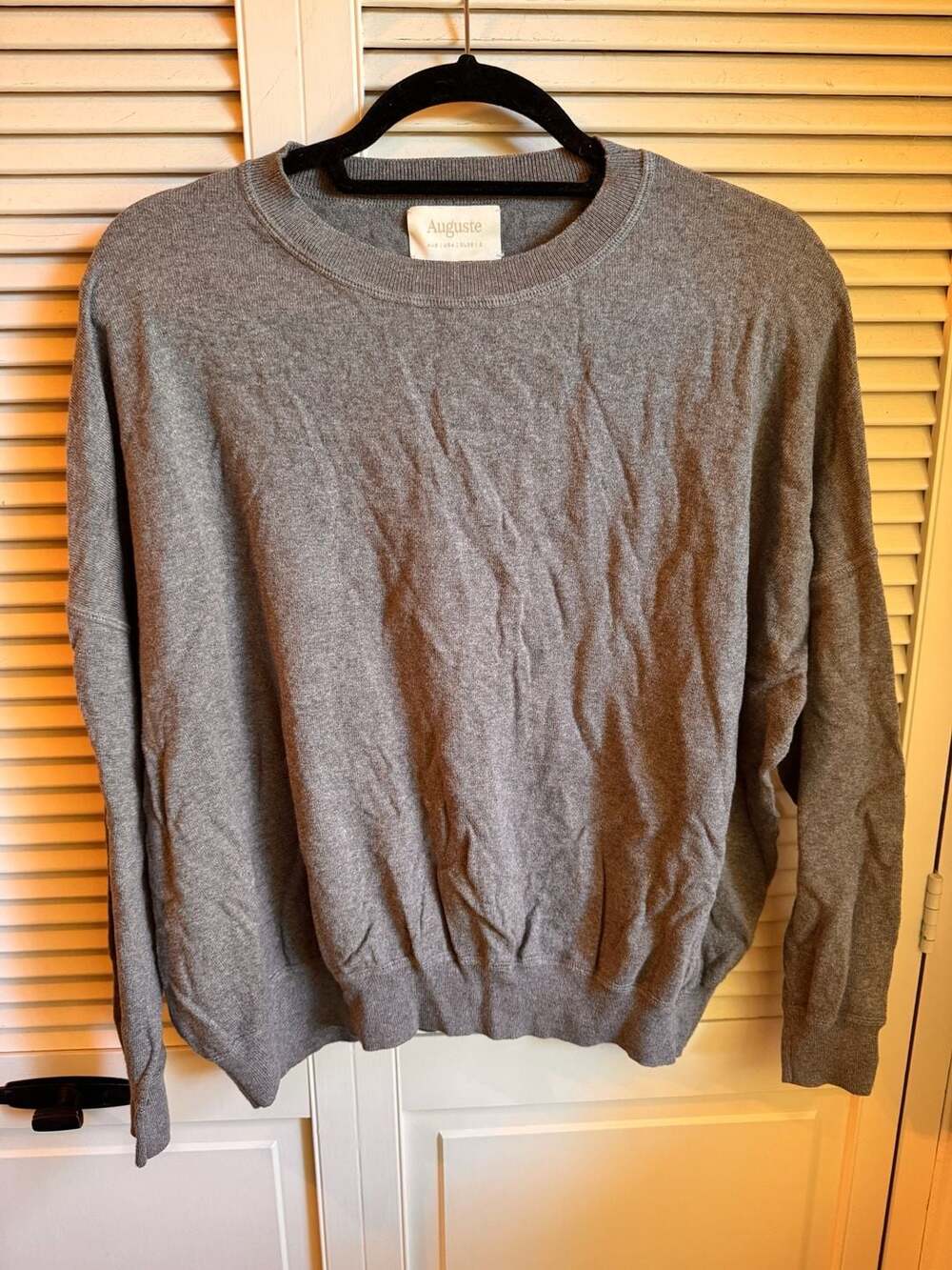 Auguste Grey Organic Cotton Cashmere Crewneck Sweater Size S